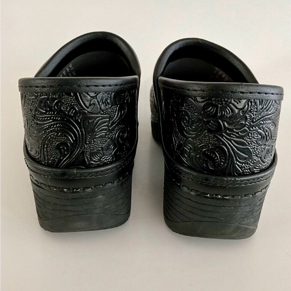 Dansko Black Embossed Leather Slip-On Clog Mule - Picture 5 of 8